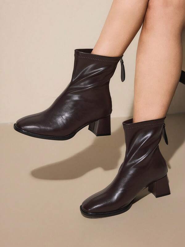 CUCCOO CURVES Botas cortas con tacón ancho para mujer de talla grande y ancho amplio, para otoño/invierno