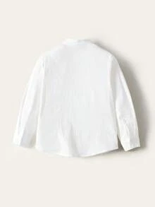 Maija Kids Young Boy White English Text Collar Long Sleeve Casual Shirt