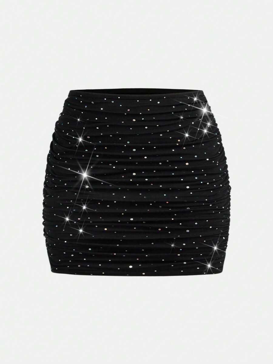 Girlism Quần short/váy liền thân co giãn lưới đen cho bé gái tuổi teen, đa năng, thanh lịch, thường ngày - màu đen - Xem 1