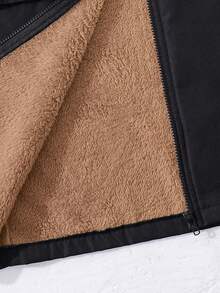 SHEIN Tween-Jungen Lässige, wärmende, gefütterte Kapuzenjacke in mittlerer Länge aus dickem Webmaterial, geeignet für Schule, Garten, Strand, Geburtstag, Frühling, Sommer, Herbst und Winter - Schwarz - Übersicht 7