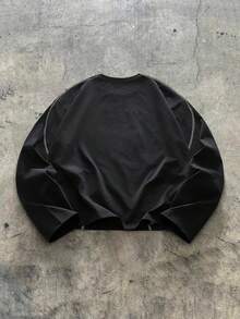 AXEPEAK 男士几何印花圆领休闲宽松长袖T恤