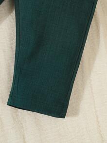 3 pezzi Completo elegante da bambino maschio: Camicia a maniche lunghe in maglia bianca con colletto e fiocco, Gilet monopetto, e Pantaloni casual in vita elastica, Abbigliamento elegante e di stile adatto per feste di compleanno, feste di Natale, battesimi, 1° compleanno, eventi formali, spettacoli, matrimoni, festa di nascità, primavera e autunno