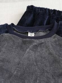 2pcs/Set Teenage Boys Casual Plush Fleece Raglan Sleeve Colorblock Sweatshirt And Pants Loungewear Set, Autumn/Winter - Multicolor - View 3