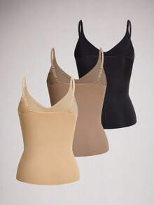 SHEIN 3pcs Women's Camisole Tops With Removable Padded Bra - Multicolor - View 2