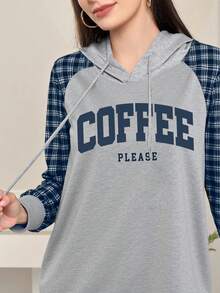 Modelyn Vestido maxi de manga larga con capucha, estampado de rayas y letras, de estilo fashionable, color gris, para mujer, para primavera/otoño - Multicolor - Ver 4