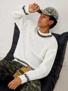 STEELVANCE Áo len dài tay nam in họa tiết, hàng mới về mùa Thu/Đông, bộ đồ len cashmere nam, quần áo nam, bộ sưu tập thu đông, áo len nam, đồ dệt kim nam, áo len nam, áo len nam, đồ len nam. - trắng - Xem 6