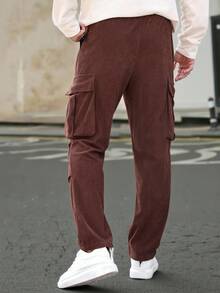 Manfinity CasualCool Pantaloni cargo casual da uomo con vita elastica e coulisse, colore marrone, adatti per uso quotidiano, weekend, attività all'aperto, viaggi, ambienti di lavoro rilassati o occasioni semi-formali, regalo per il fidanzato/marito, regalo per l'anniversario, autunno/inverno - Caffè Marrone - Visualizzare 2