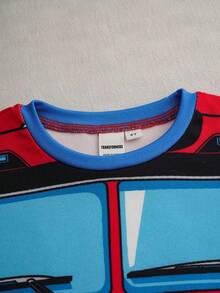 Transformers X SHEIN 2件套男童机器人图案撞色圆领长袖上衣和修身长裤睡衣套装 - 彩色 - 查看 8