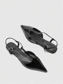 CUCCOO CHICEST Giày bệt mũi nhọn màu trơn phong cách Pháp cổ điển cho nữ - màu đen - Xem 9