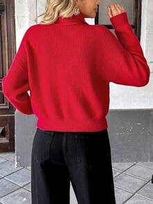 SHEIN PariChic Roter abnehmbarer Schal Schlankheits-Pullover, Herbst/Winter