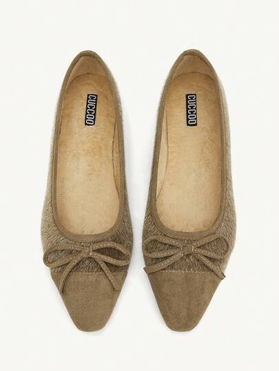 CUCCOO CHICEST Giày lười đế vuông mũi vuông đính nơ phong cách Bohemian thời trang thu đông mới cho nữ