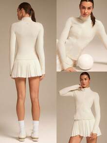 GLOWMODE FeatherFit™ Slim-It Streamline Performance Secure Pockets Zip Up Long Sleeve Jacket Low Impact Yoga Daily Valentine's Day - Pearl White - View 7