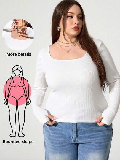 Enliva 大码女式高弹修身长袖T恤，露指长袖T恤，秋季女式T恤，适合秋冬季节，适合苹果型圆臀身材