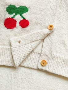 Vintaside Kids Girls' Sweet Casual Cherry Print Long Sleeve Cardigan