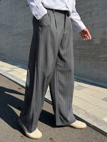 DAZY Men's Striped Dark Grey Suit Pants, Suitable For Commuting In Autumn - Dark Grey - View 5