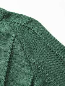 Manfinity Homme 男士休闲纯色针织衫，秋冬男士针织衫，男士套头衫，针织保暖内衬防风防寒毛衣 - 綠色 - 查看 6