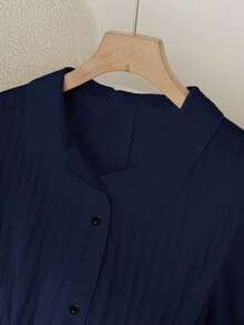 SHEIN Clasi 时尚新款高端法式简约褶皱雪纺polo领短袖连衣裙夏季