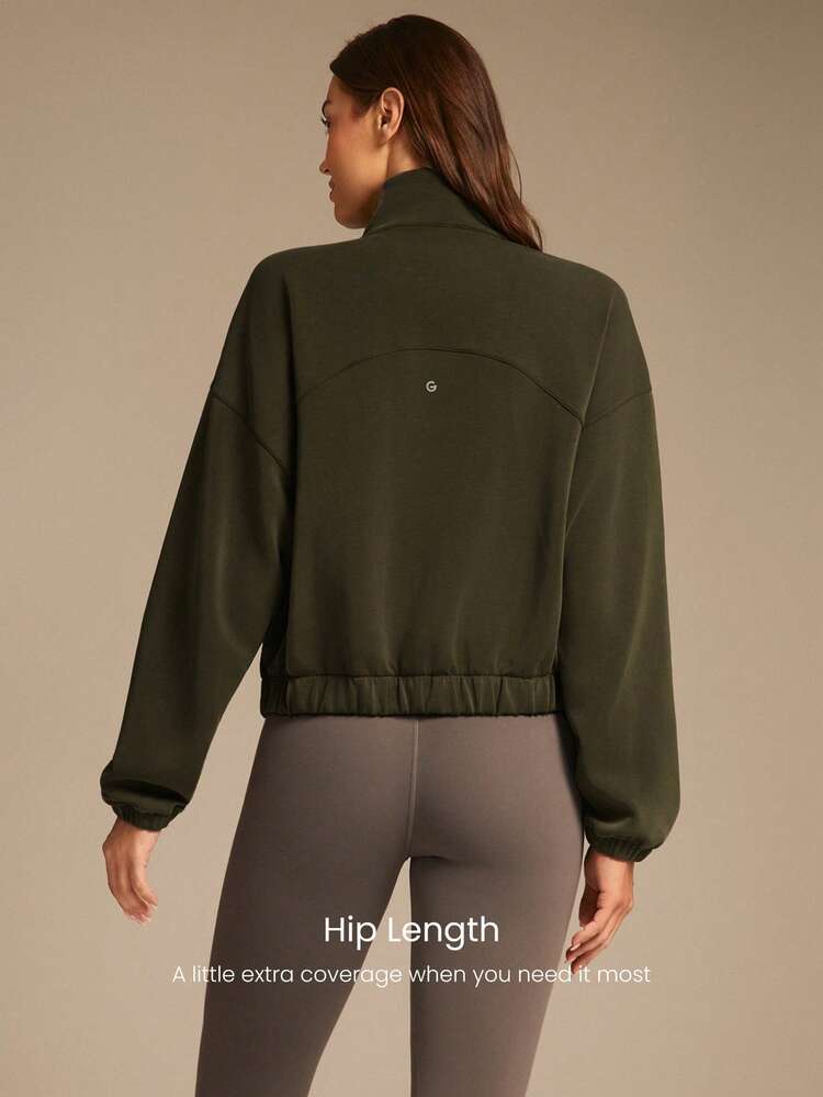 Modal Fleece Warm Stretchy Relaxed Fit Cargo Long Sleeve Jacket With Side Pockets Daily Casual Winter