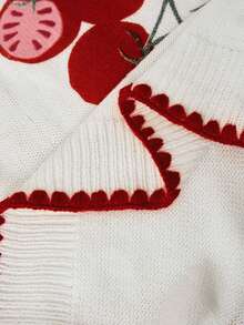 SHEIN VCAY Plus Size Tomato Print Contrast Trim Knit Vest - White - View 8