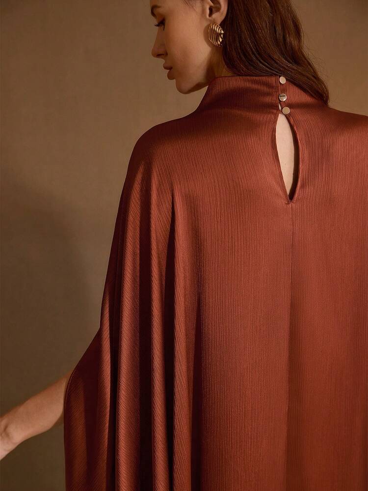 WOMEN'S SOLID PONCHO TOP & WIDE LEG PANTS 2-PIECE SET