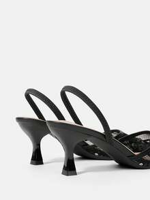 CUCCOO HITCHD Women's Fashionable Black Floral Elegant Party High Heel Sandals - Black - View 12