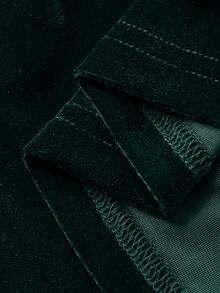 Dazy Plus Plus Size Women's Velvet Contrast Lace Bodycon Party Dress, Sexy & Stretchy For Dates Elegant Women Dresses Prom Dress - Dark Green - View 3