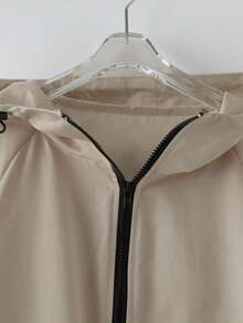 Chiquease Damen lässige, locker sitzende Kapuzen-Windjacke, geeignet für den Outdoor-Bereich, Skifahren, Sportaktivitäten im Herbst/Winter - Aprikosenfarben - Übersicht 4