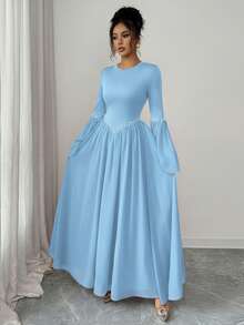 Elenzga优雅婚礼宾客礼服，浪漫高贵的女士礼服 - 淺藍色 - 查看 4
