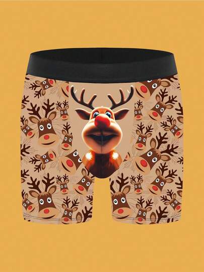 NotGurli 1pc Men's Christmas Element Boxer Briefs