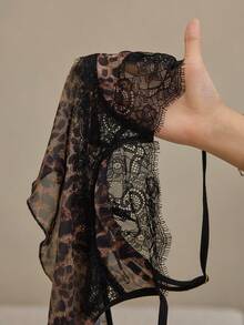 HautHeat Women Contrast Lace Leopard Print Camisole And Shorts Pajama Set - Coffee Brown - View 6