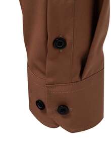 Manfinity Mode 男士印花拼接长袖衬衫 - 咖啡棕 - 查看 5