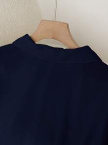 SHEIN Clasi 时尚新款高端法式简约褶皱雪纺polo领短袖连衣裙夏季