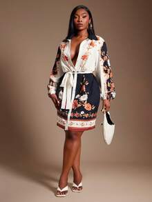 SHEIN SXY Vestito camicia casual da donna taglie forti con stampa retrò (con tasche), abito da vacanza taglie forti, kimono stile francese da vacanza, adatto per uso quotidiano, festival musicali, stile boho, bohémien, uscite, resort, vacanze al mare, vacanze, abbigliamento western, concerti, feste in stile carnevale, strati ricchi, appuntamenti, Ibiza, Nashville, pause, modesto, chic, club, carino, casual, shopping, uscite, coquette, facile da abbinare e snellente, valorizza la figura - Multicolore - Visualizzare 2