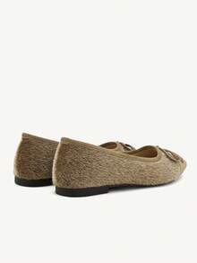 CUCCOO CHICEST Nuevos zapatos planos de estilo bohemio con lazo para mujer, de puntera cuadrada y empeine bajo, para otoño/invierno - Albaricoque - Ver 11