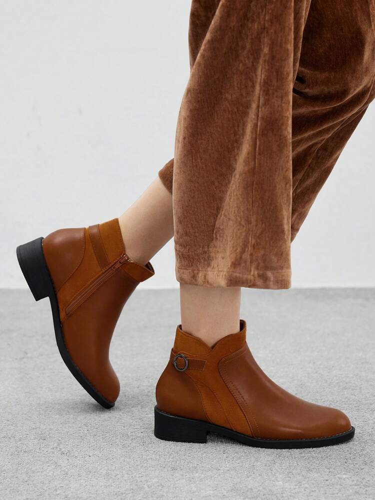 CUCCOO BIZCHIC Bottines à talons épais polyvalentes pour femmes