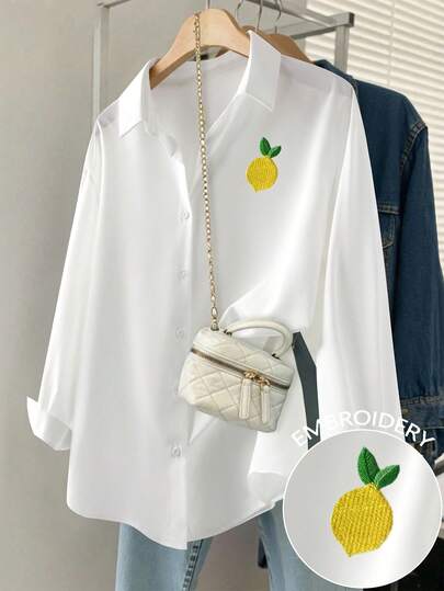 Resyla Women's Minimalist Lemon Embroidery Shirt