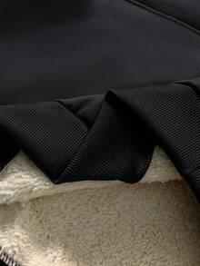 Manfinity Homme Men's Thermal Lined Pullover Sweatshirt With Half Zip Neck And Drawstring Waist Sweatpants Set - Black - View 5