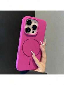 1个奢华亮泽荧光液态硅胶手机壳，兼容 17 Air 16 15 14 13 12 17 Pro Max Plus，带磁吸软盖 - 漫月紅 - 查看 13