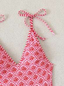 Swim Mod 1pc Women's Tropical Print Colorful One-Piece Swimsuit - Multicolor - View 4