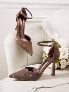 CUCCOO HITCHD Cuccoo Glitter Embellished Fashion High Heel Pumps For Women - Coffee Brown - View 1