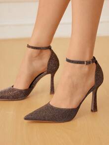 CUCCOO HITCHD Cuccoo Glitter Embellished Fashion High Heel Pumps For Women - Coffee Brown - View 6