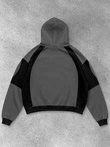 Manfinity EMRG 男士字母印花撞色休闲套头连帽衫 - 彩色 - 查看 2