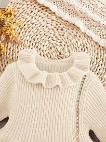 SHEIN 女婴纯色针织长袖连衣裙，秋冬季