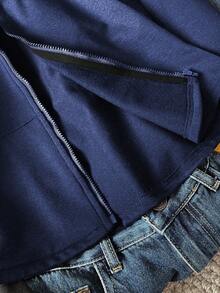 少女休闲修身紧身短款卫衣，适合返校季，韩版风格 - 藏蓝色 - 查看 5