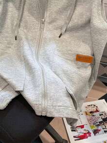 SHEIN Clasi New Women's Lightweight Layered Sweatshirt, Spring/Summer Design,Graduation,Teacher,Back To School Pullover Fall - Grey - View 3