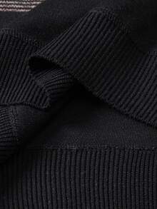 Calvornis Men's Knitted Striped Sweater, Autumn Knitwear Base Layer - Black - View 3