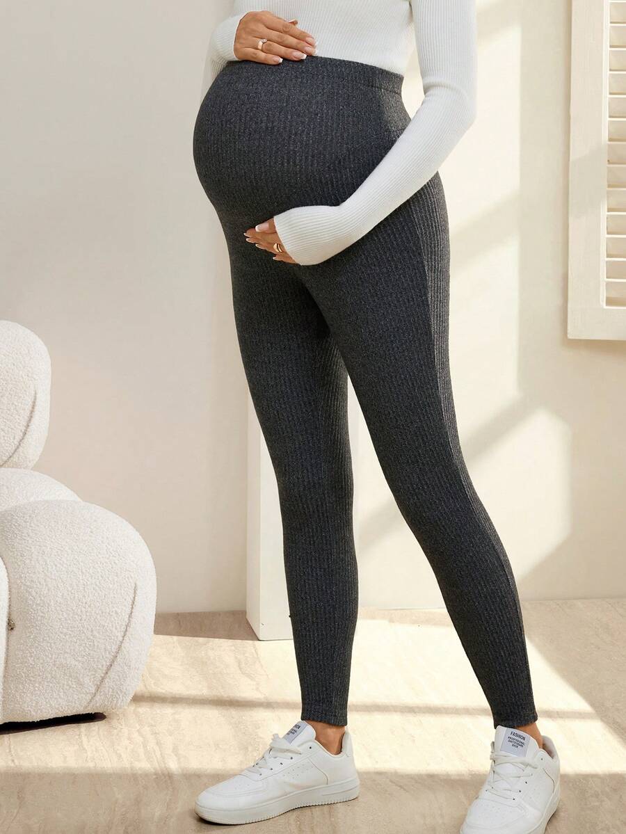 SHEIN Leggings de maternidad minimalistas de unicolor para uso diario