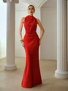 ZEYLAH 女士缎面吊带连衣裙 - 紅色 - 查看 6