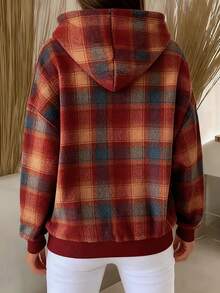 EMERY ROSE 新款柔软针织格子卫衣，舒适春季叠穿单品 - 紅色 - 查看 2