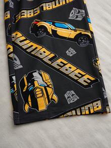 Transformers X SHEIN Bộ đồ ngủ dài tay cổ tròn in họa tiết chữ và robot thời trang thoải mái cho bé trai 2 tuổi, thoải mái, chống cháy - Nhiều màu - Xem 8